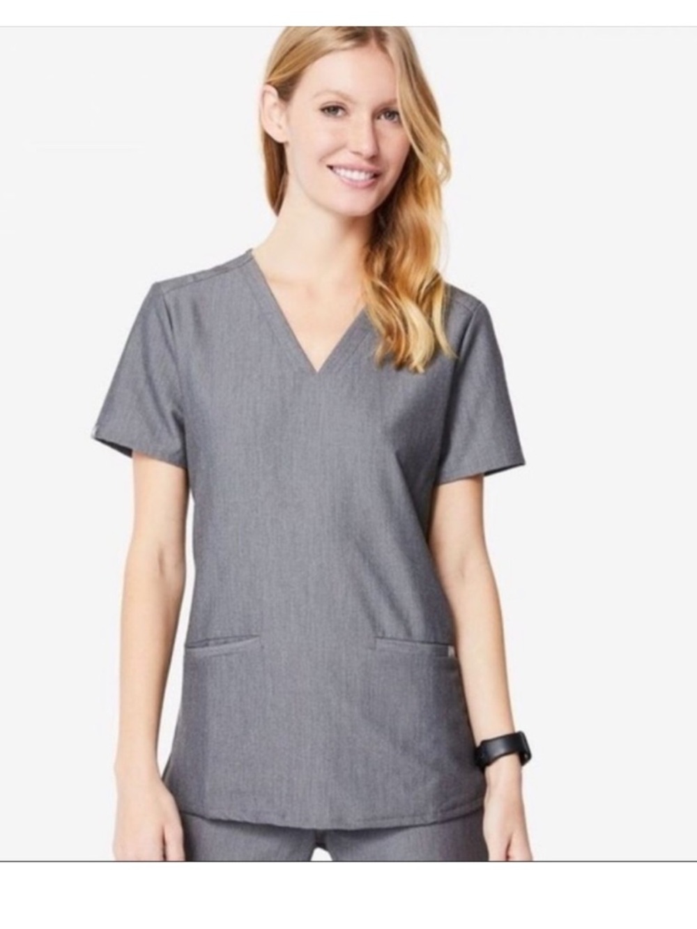 Figs Casma Three Pocket Scrub Top Grey Size XL